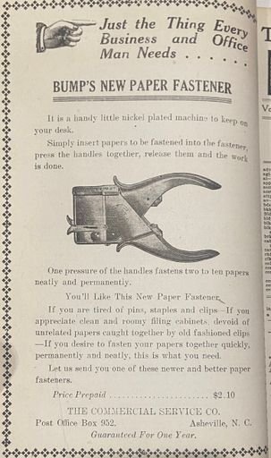 Bumps New Paper Fastener Ad