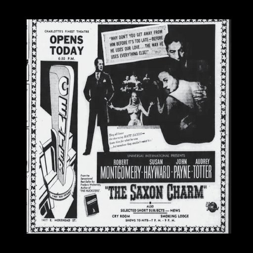 Cha rlotte "Saxon Charm" Movie Ad