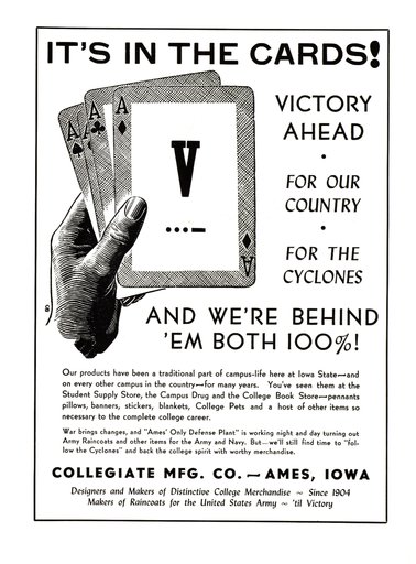 Collegiate Manufacturing Company Iowa State Football Ad - 1943