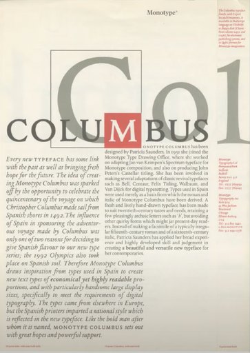 "Columbus" Typeface by Patricia Saunders