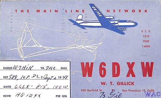 Copy of QSL card (San Francisco, CA)