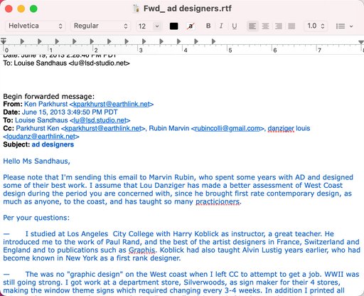 Correspondence with Ken Parkhurst
