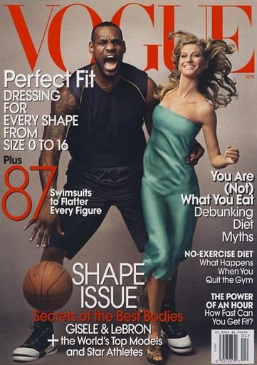 Cover of Vogue 2008 featuring LeBron James and Gisele