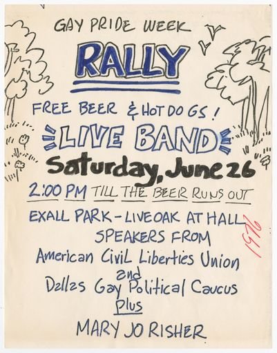 Dallas Gay Pride Week Rally Flyer