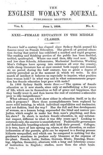 English Women's Journal Volume 1