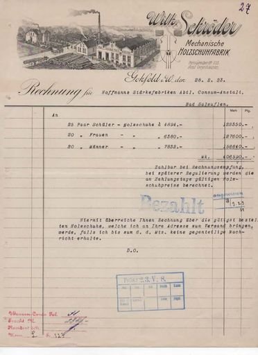 German Inflation Period Invoice