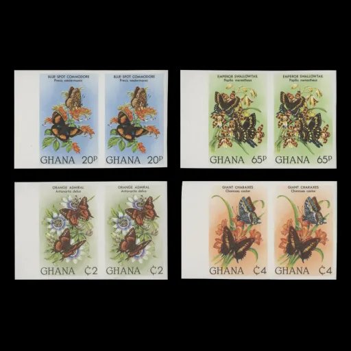 Ghana 1982 Butterflies imperf proof pairs stamp sheet 
