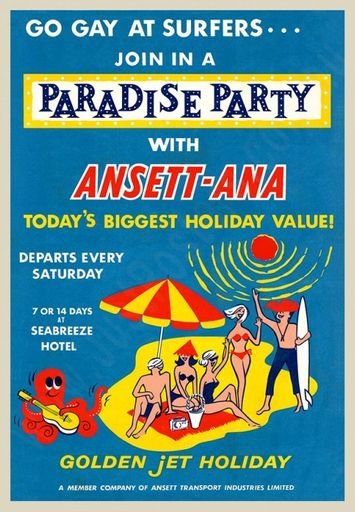 Go Gay at Surfers Ansett Travel Poster