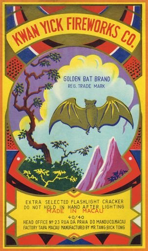 Golden Bat Brand Firework Label