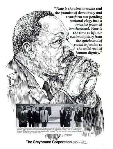Greyhound Lines Inc. Ad In Honor of Martin Luther King