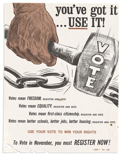 Group of voting leaflets: “Don't Gripe Later”; “You've Got It, Use It!”; and “I Can't Vote Because I Am a Dog.”