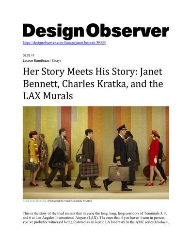 “Her Story Meets His Story: Janet Bennett, Charles Kratka, and the LAX Murals”