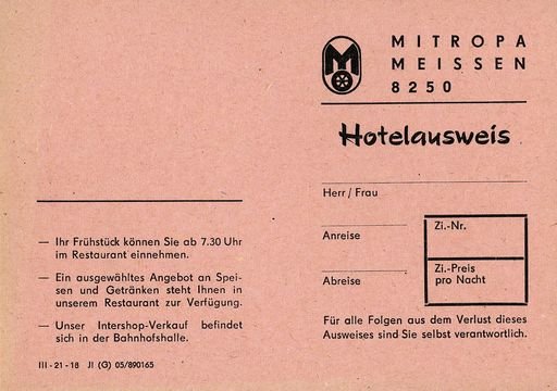 Hotel Pass: MITROPA Meissen