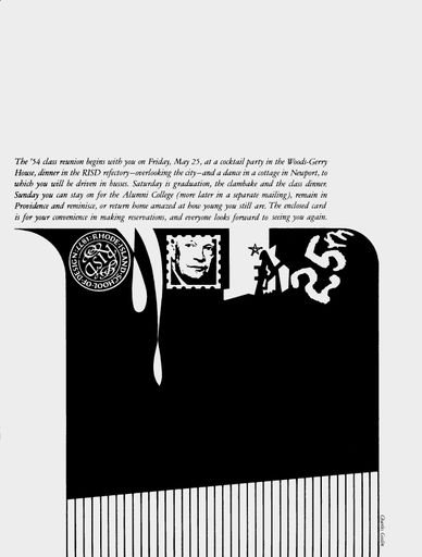 Invitation to college reunion for the Rhode Island School of Design