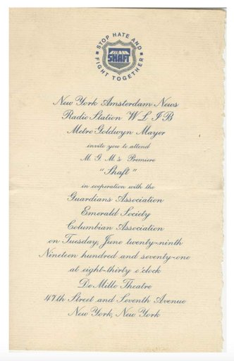 Invitation to the Premier of “Shaft”