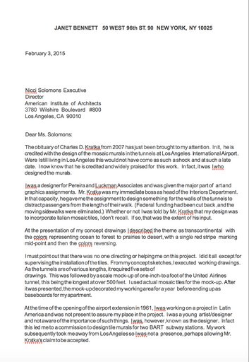 Janet Bennett to Nicci Solomons