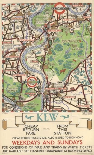 Kew — London Transport Poster Map by Herry Perry