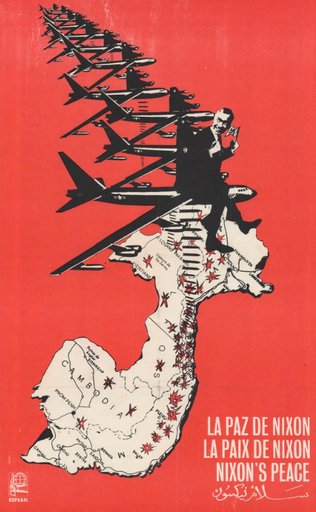 “La Paz de Nixon/ La Paix de Nixon/Nixon's Peace” Cuban Anti- War Vietnam War Propaganda Map of Southeast Asia