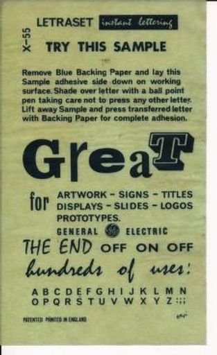 Letraset Instant Lettering Sample