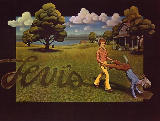 Levi's Pants Advertising Poster Goat Lawnmower