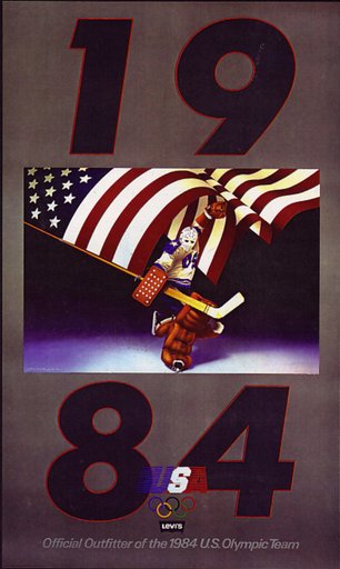 Levi's Pants Original Advertising 1984 Olympics Poster USA Hockey