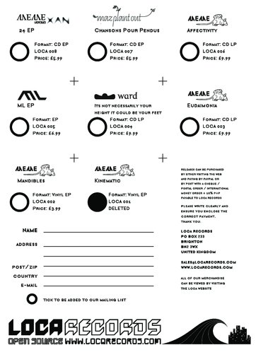 LOCA records order form