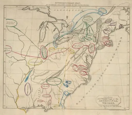 “Locations and Wanderings of the Aboriginal Tribes” from Willard’s History of the United States, 1828
