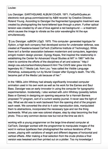 Louise Sandhaus and Louis Danziger correspondence