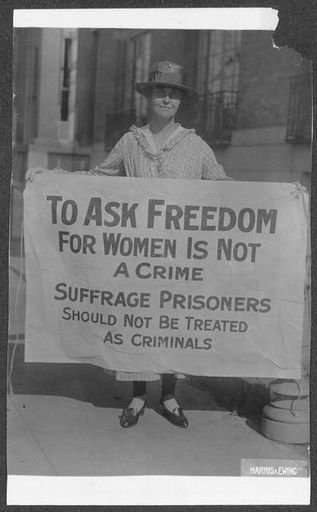 Mary Winsor (Penn.) '17 [holding Suffrage Prisoners banner]