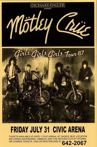 Mötley Crüe: Girls, Girls, Girls Concert Poster