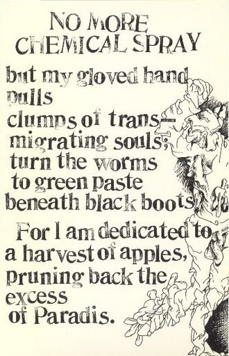 “No More Chemical Spray” a poem by Albert Glover with drawing by Guy Berard. 