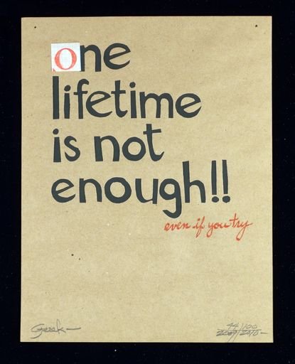 “One Lifetime Is Not Enough” card