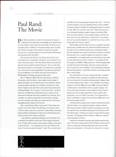 Paul Rand: The Movie, AIGA Journal of Graphic Design, Vol. 16, No. 2, 1998