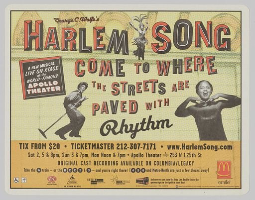 Placemat advertising Harlem Song