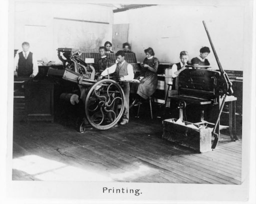 Printing with printing presses at Claflin University, Orangeburg, S.C.