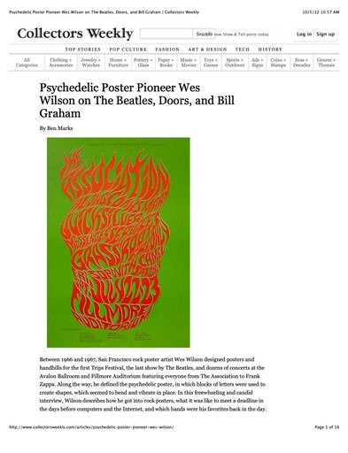 Psychedelic Poster Pioneer Wes Wilson...