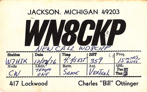 QSL card (Jackson, Michigan)