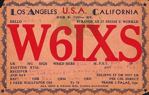 QSL card (Los Angeles)