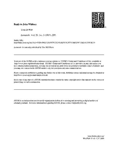 “Reply to John Whitney”