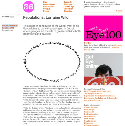 “Reputations: Lorraine Wild”