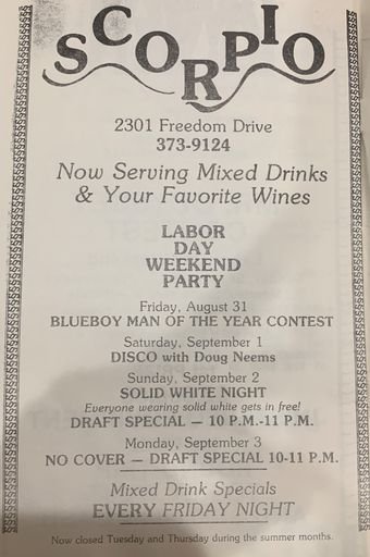 Scorpio Night Club Ad