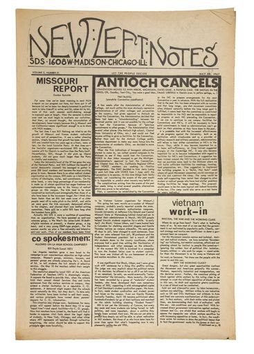 SDS New Left Notes, vol. 2, no. 21