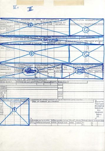 Set of three preparatory layouts of forms for the French Ministry of Finance