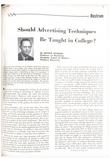 “Should Advertising Techniques Be Taught in College?“