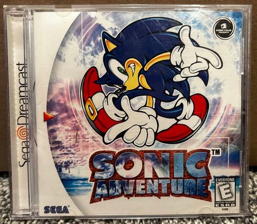 Sonic Adventure Box Art, Disc, and Manual for the Sega Dreamcast