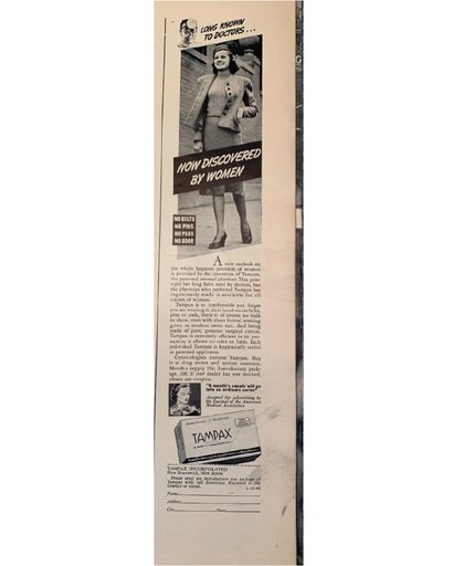 Tampax inc. Magazine Advertisement 