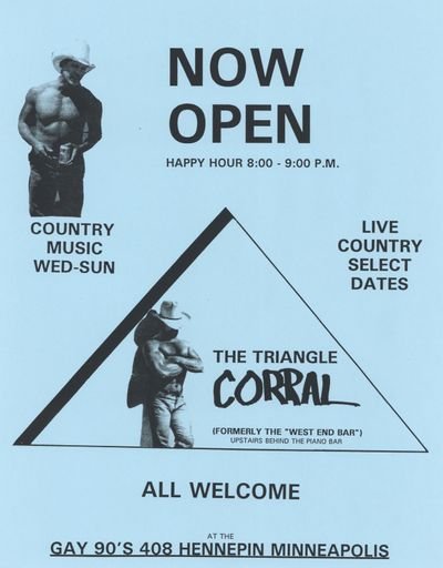 The Triangle Corral Poster by the Gay 90's; Circa 1992