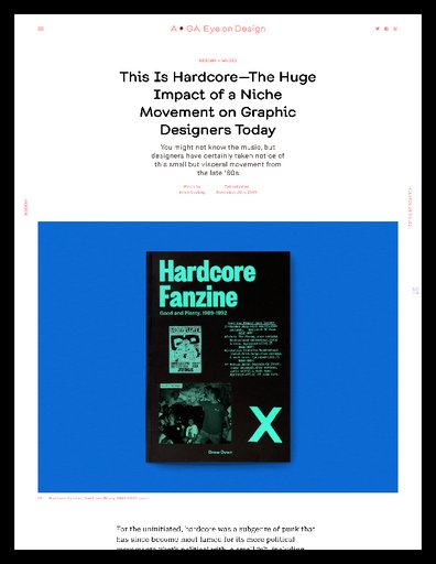 This Is Hardcore—The Huge Impact of a Niche Movement on Graphic Designers Today by Emily Gosling (AIGA Eye on Design, November 20, 2019)