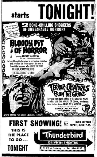 Thunderbird Drive-In Horror Ad