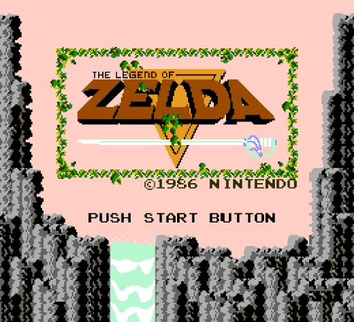 Title screen of the Legend of Zelda 1986